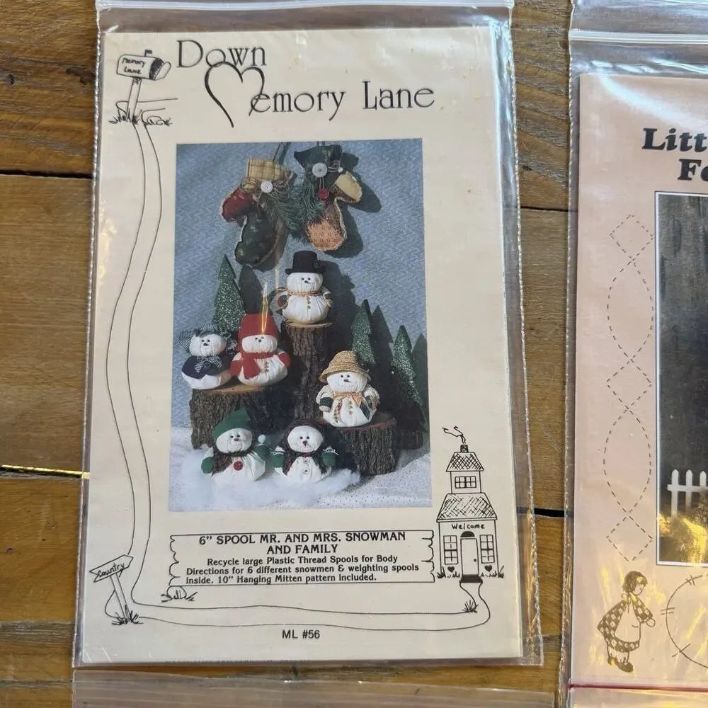Vintage Primitive Doll Sewing Pattern Lot Country Folk Rag Doll Sunflower Santa